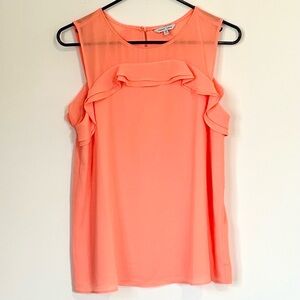 Naked Zebra Peach Ruffle Sleeveless Blouse - Size: Medium